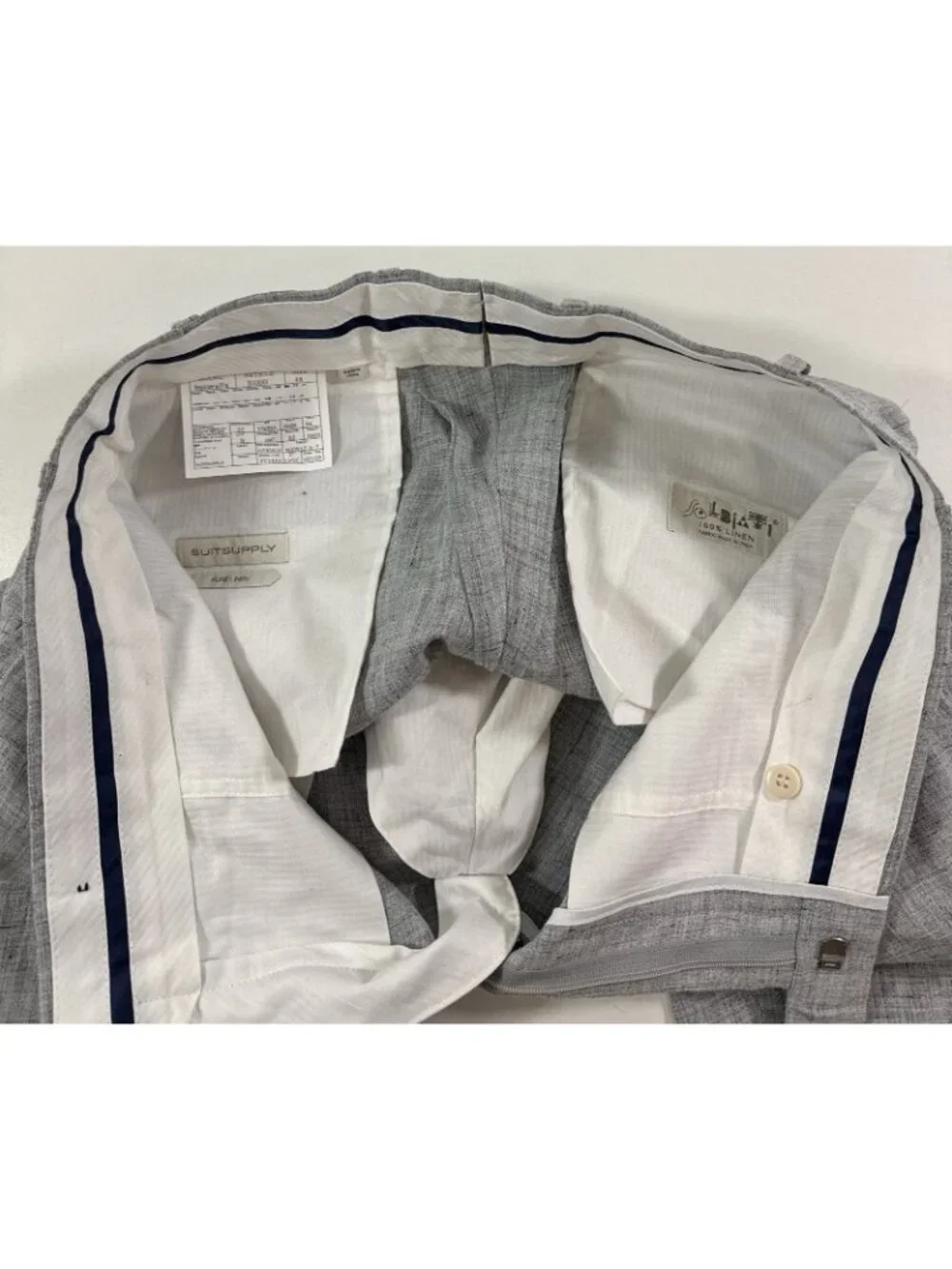 SuitSupply Brescia Dress Pants Size 32x28 Solbiati Pure Linen Trouser Gray
